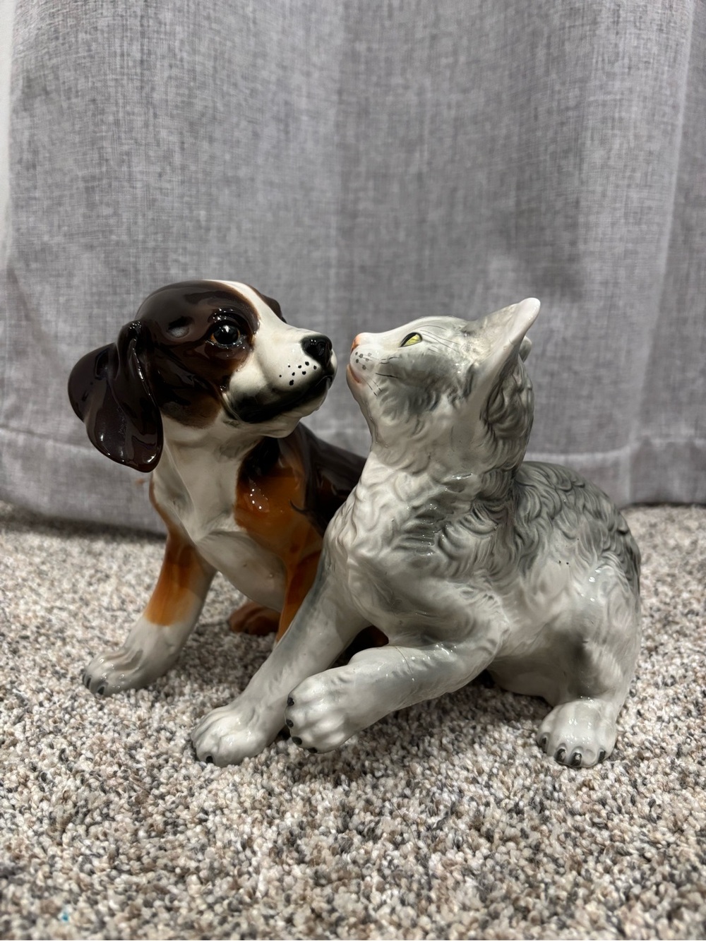 Vintage Made in Italy Puppy & Kitten Figurine Cottage Core Country Decor